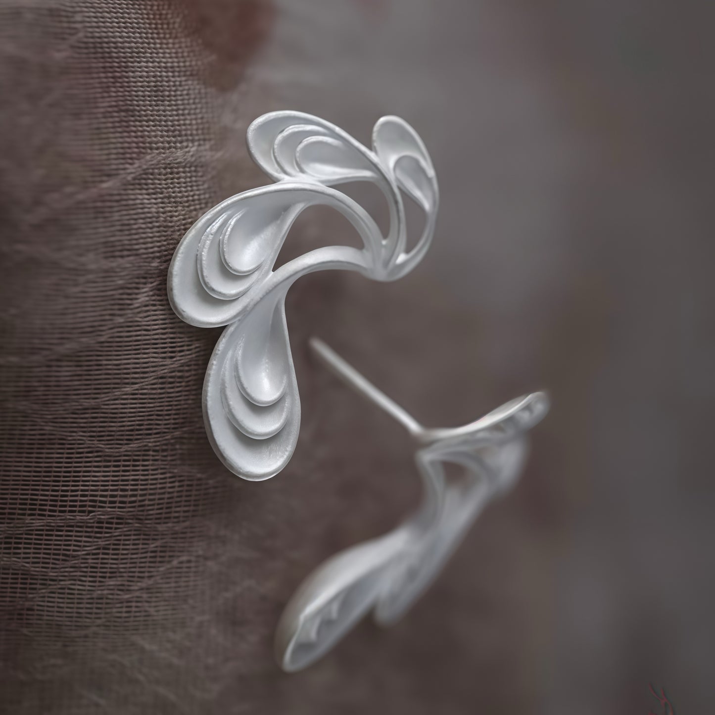 Lunar Flow Sculptural Silver Earrings