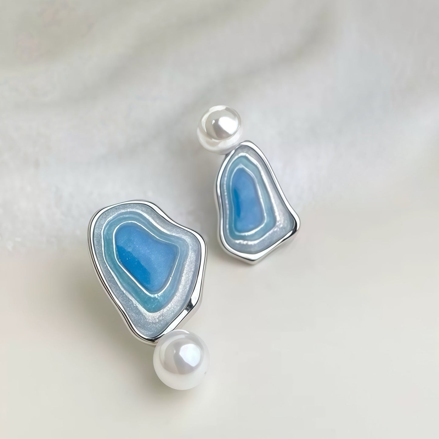 Blue Tide Pearl Earrings
