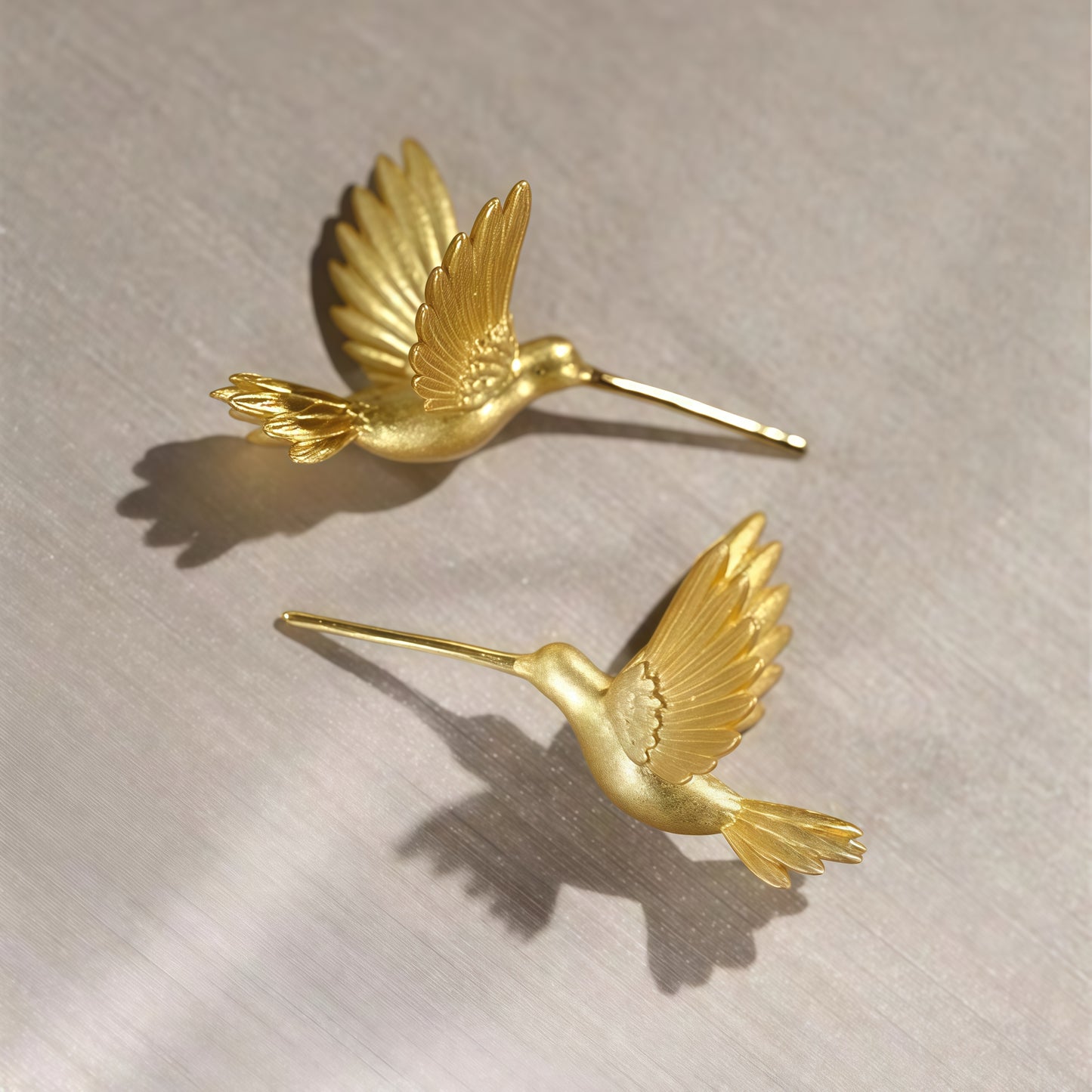 Golden Hummingbird Stud Earrings