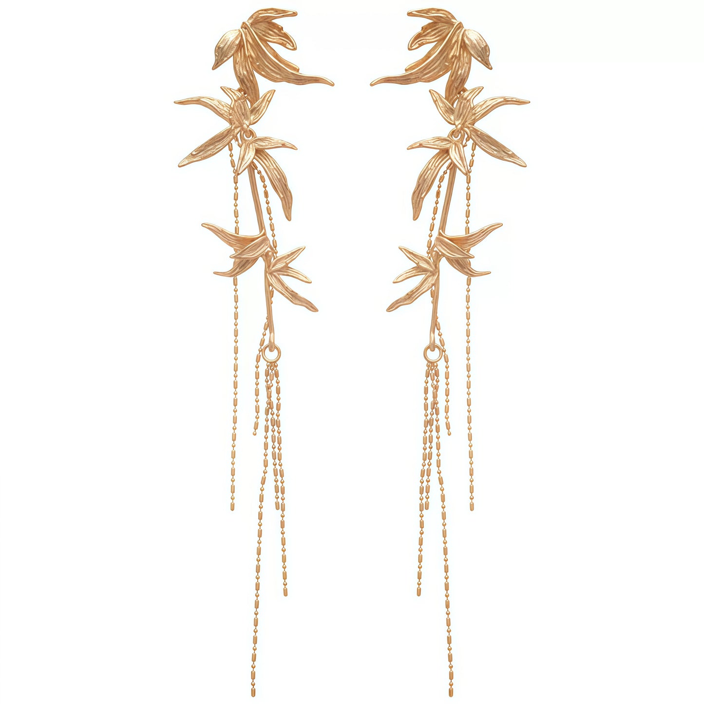 Whispering Bamboo Long Drop Earrings