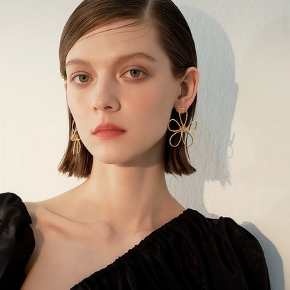 Hand-Formed Floral Wire Earrings