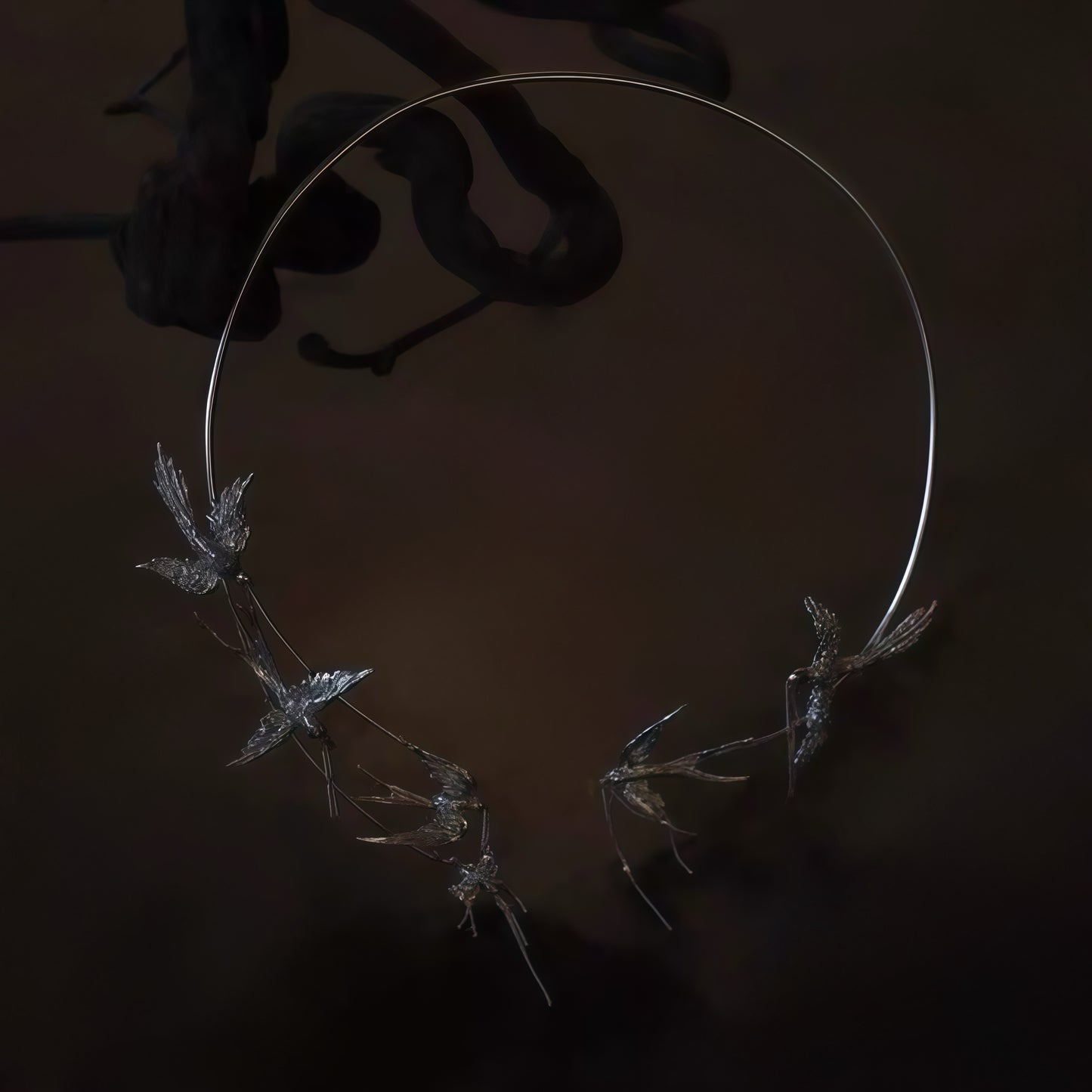 Flight of Grace Necklace – Sterling Silver Swallow Statement Collar