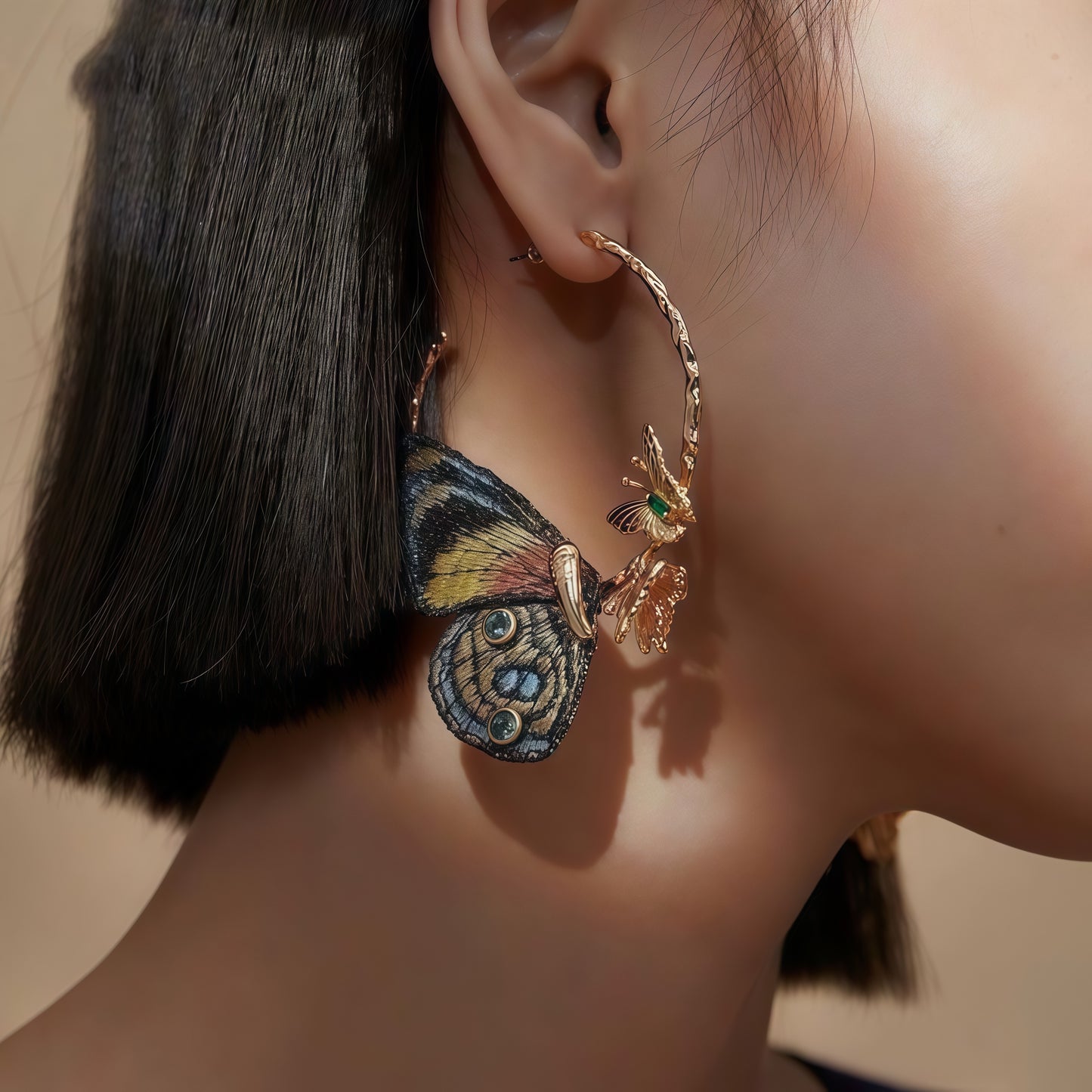 Butterfly Rebirth Embroidered Earrings (2-in-1 Style)