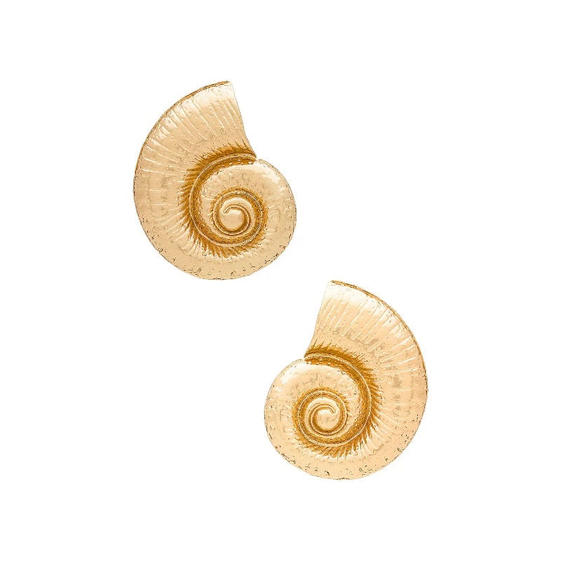 Golden Spiral Shell Earrings