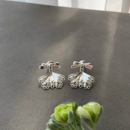 Ribbon Lace Skirt Earrings (2-in-1 Style)