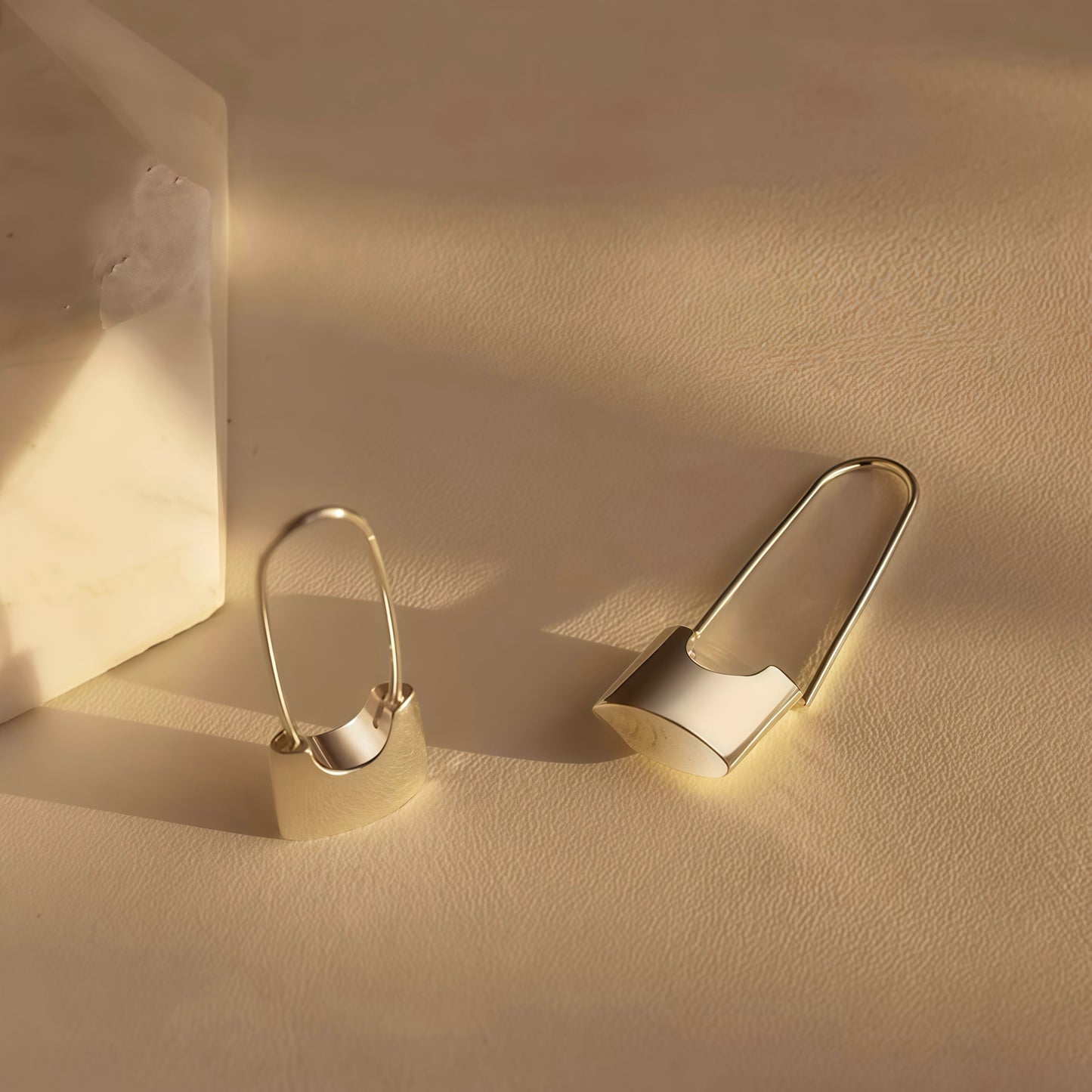 Sculptural Safety-Pin Drop Earrings