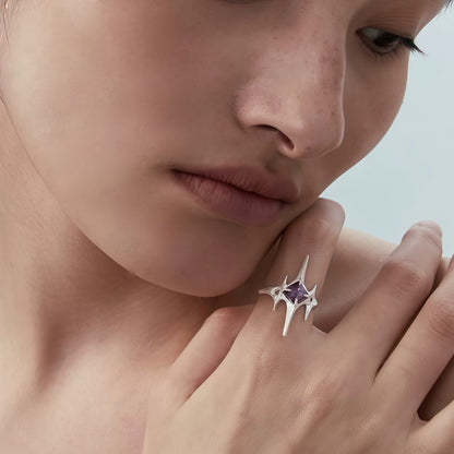 Starlit Thorn Amethyst Ring