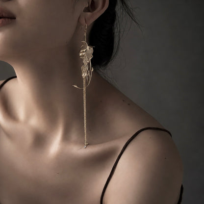 Sculptural Lily Pearl Drop Earrings