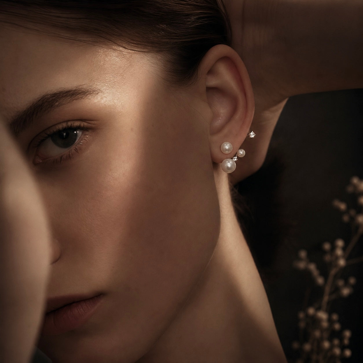 Orbiting Pearl Ear-Climber Earrings (2-in-1 Style)