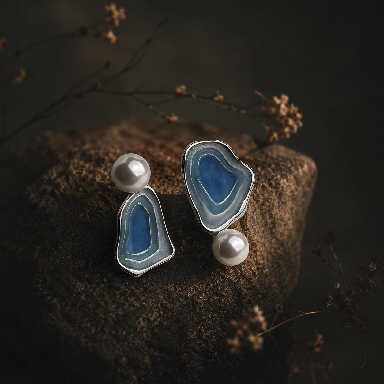 Blue Tide Pearl Earrings