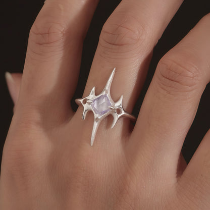 Starlit Thorn Amethyst Ring