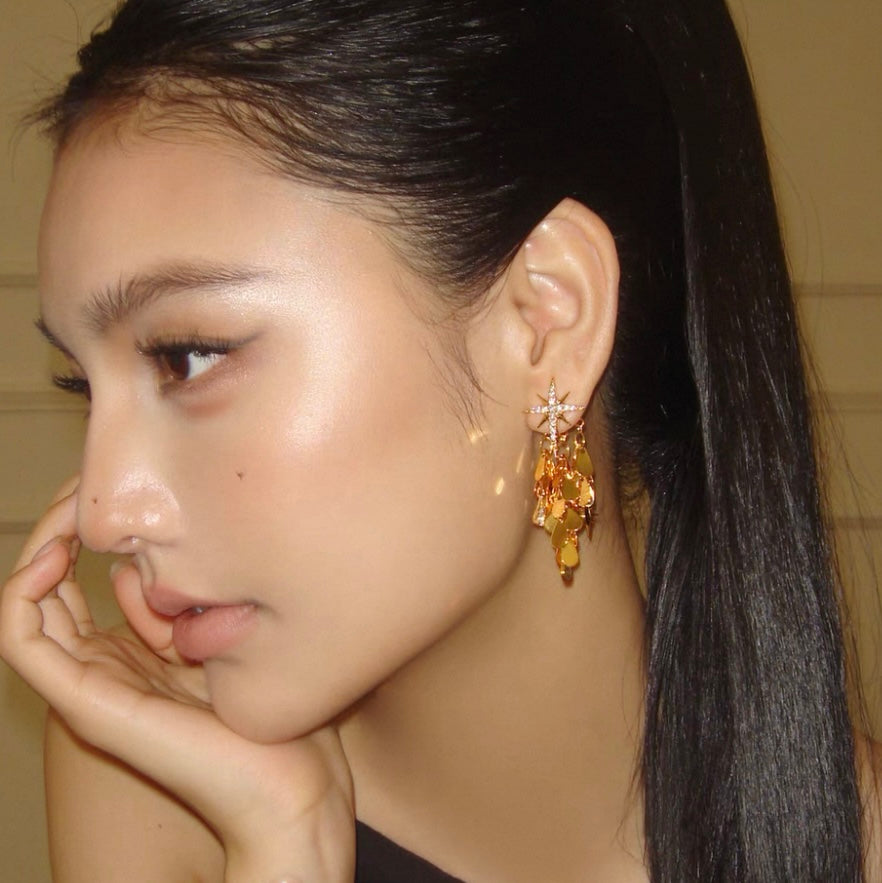 Golden Stellar Drip Earrings (2-in-1 Style)