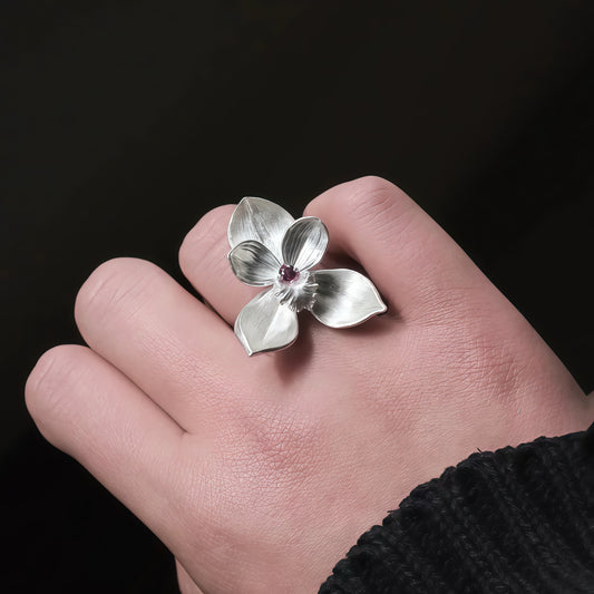 Orchid Bloom Silver Ring — Made to Order (15-Day Craft)