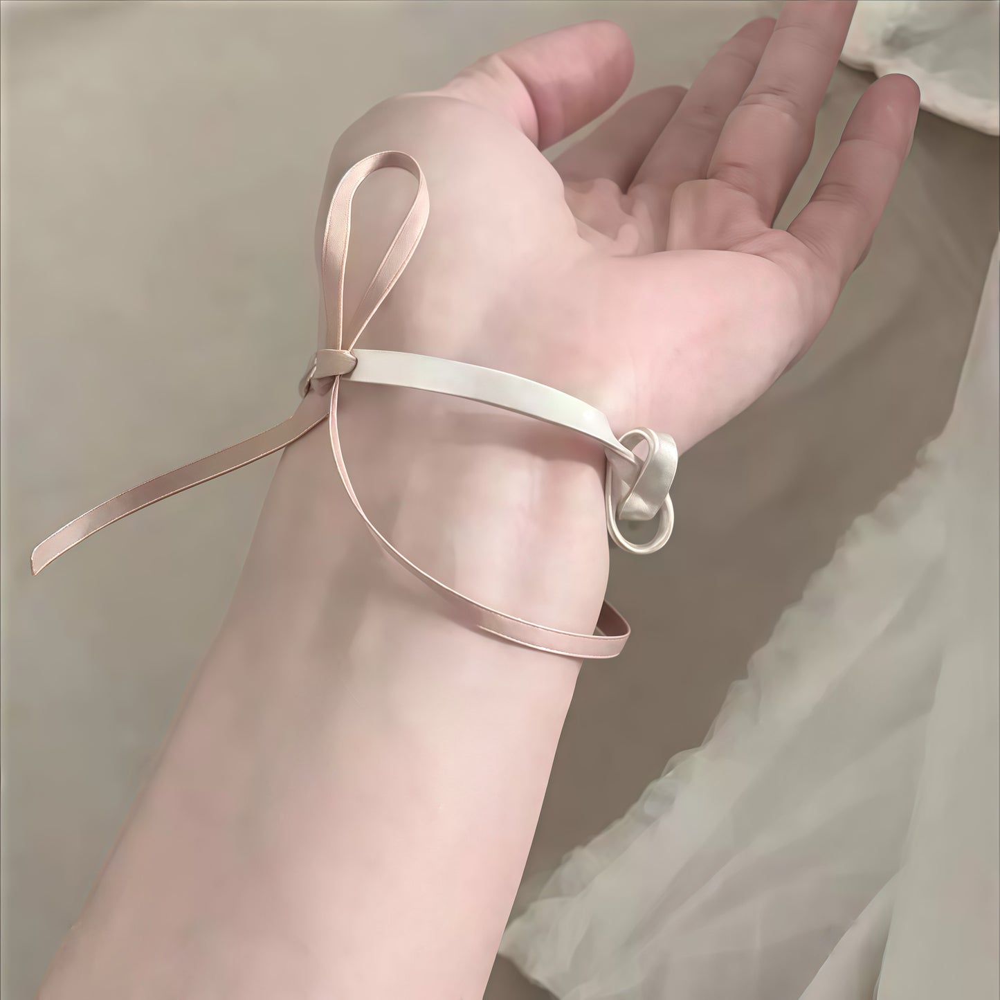 Knoted Ribbon Bangle – Adjustable Silver Bracelet