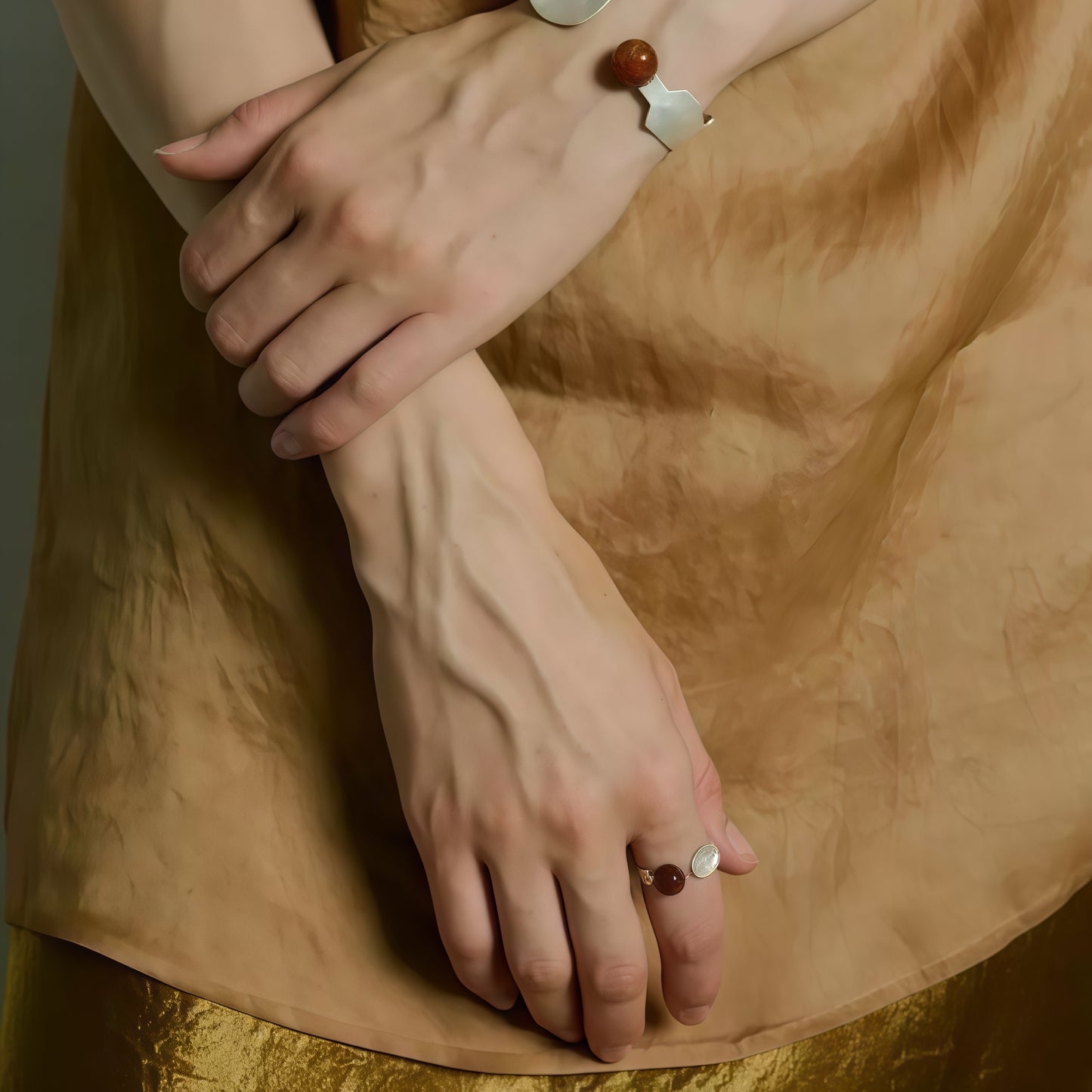 Dawn & Ember Set — Silver Bangle and Ring