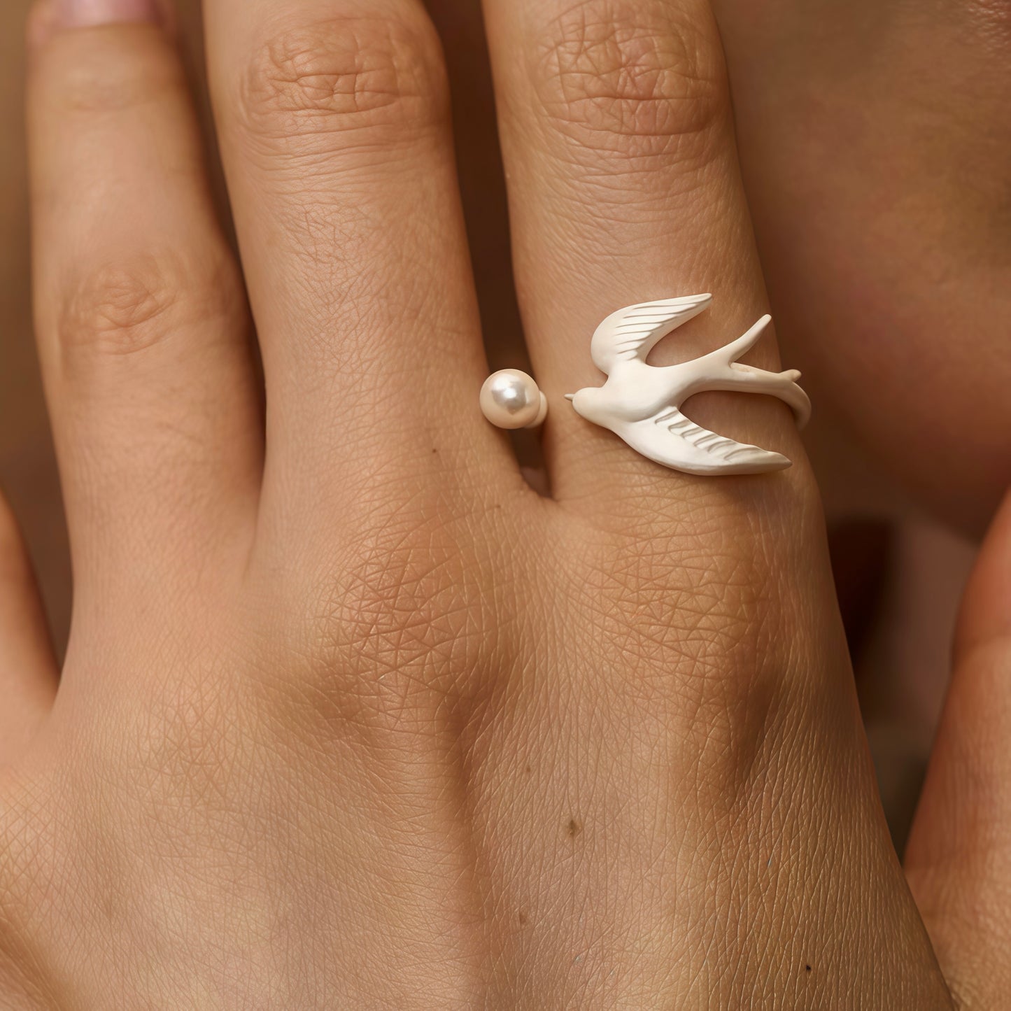 Soaring Dove Pearl Ring