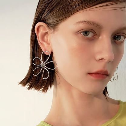 Hand-Formed Floral Wire Earrings