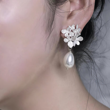 Hydrangea Pearl Drop Earrings