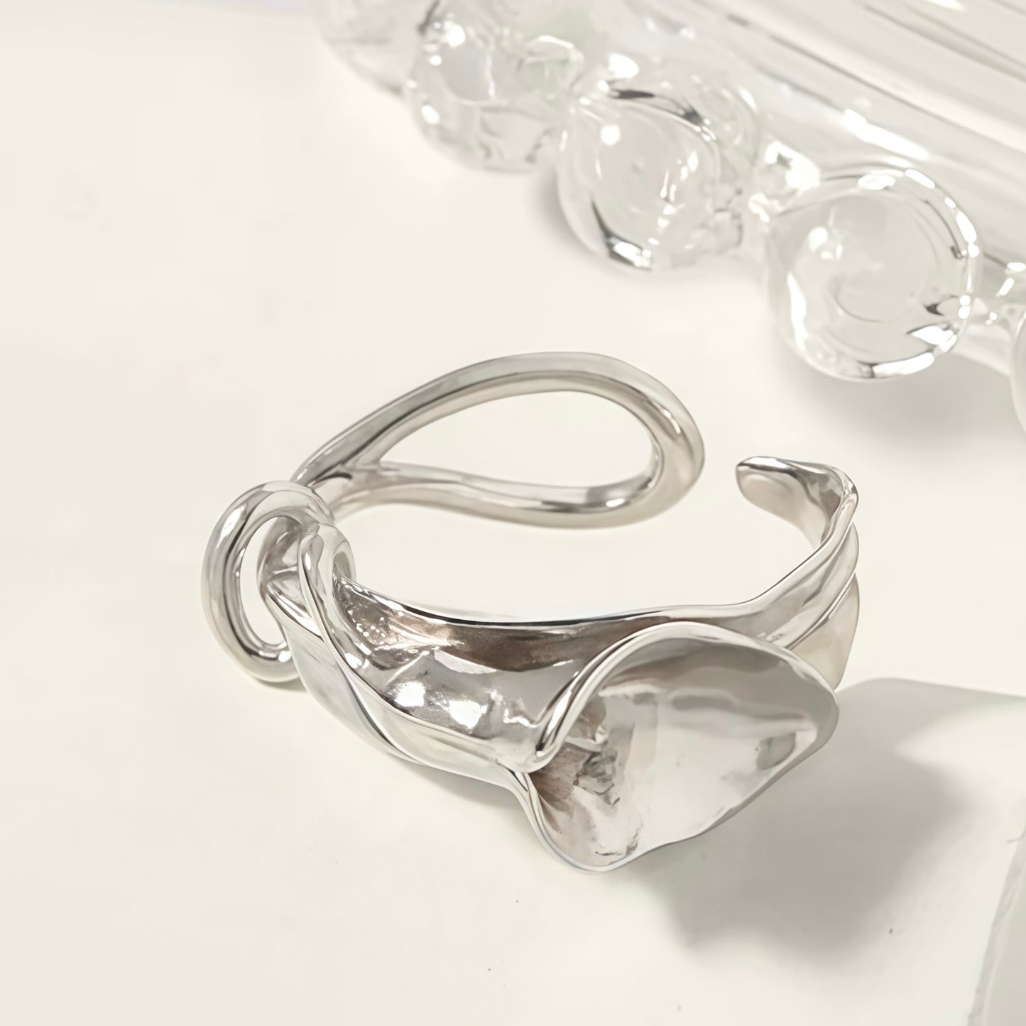 Calla Lily Ear Cuff / Ring – Adjustable Sculptural Silver Jewelry (2 styles in 1)
