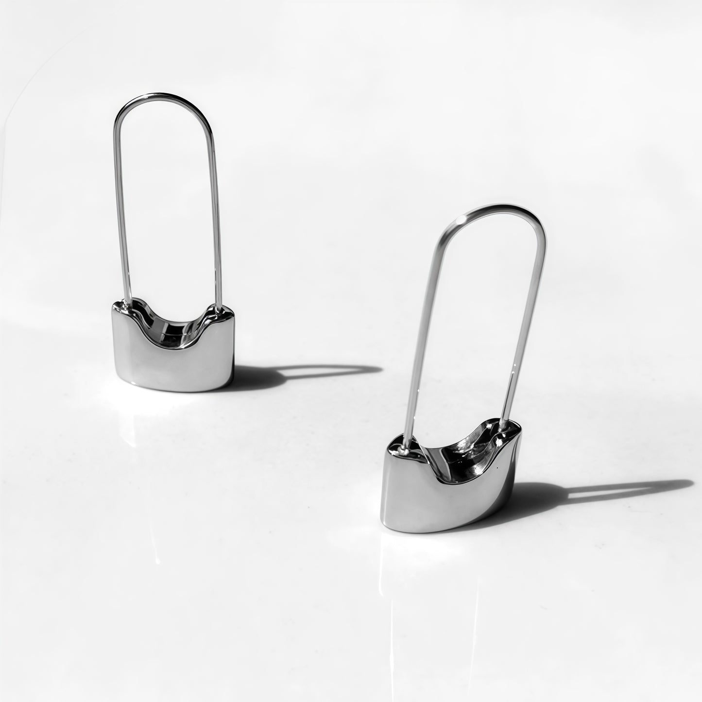 Sculptural Safety-Pin Drop Earrings