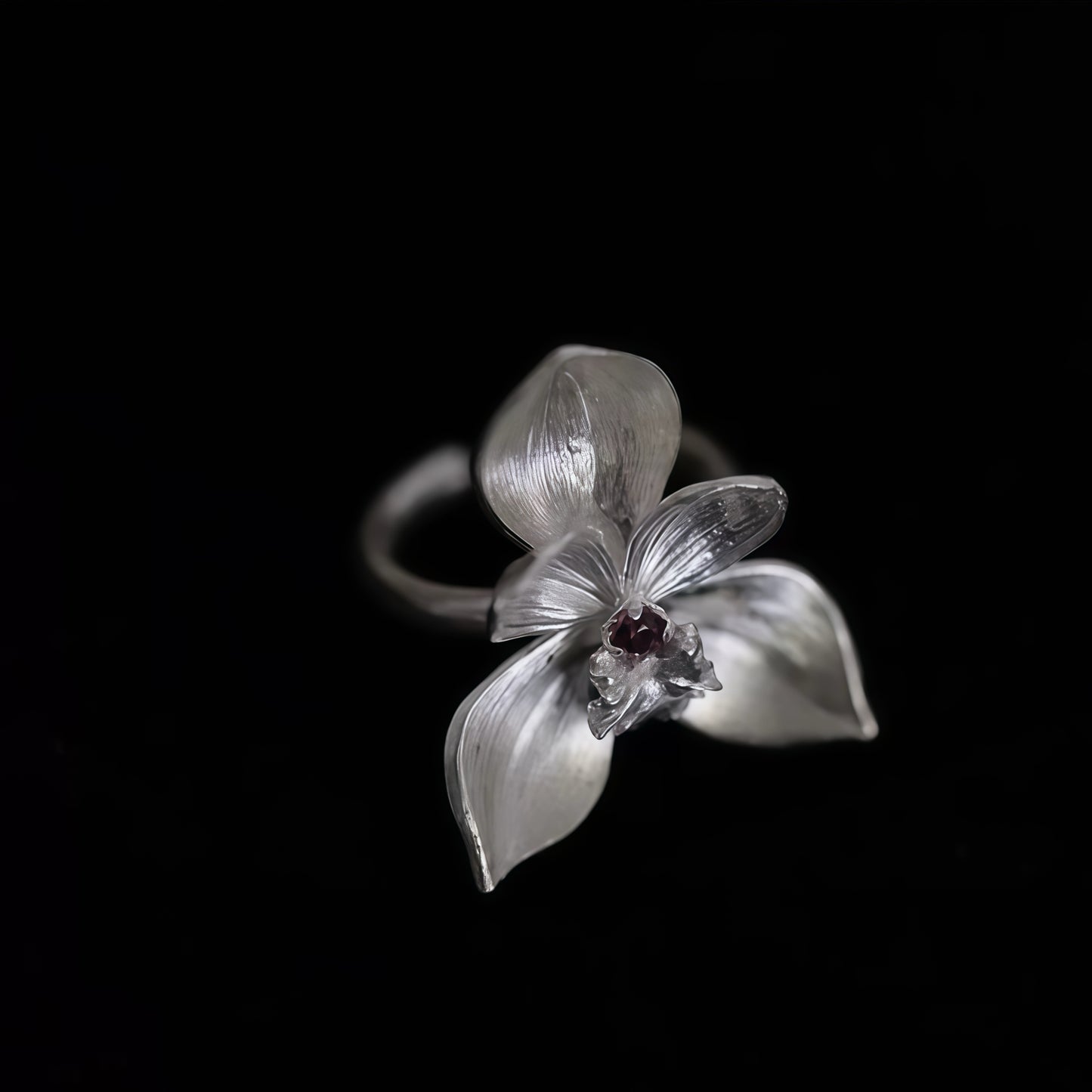 Orchid Bloom Silver Ring — Made to Order (15-Day Craft)