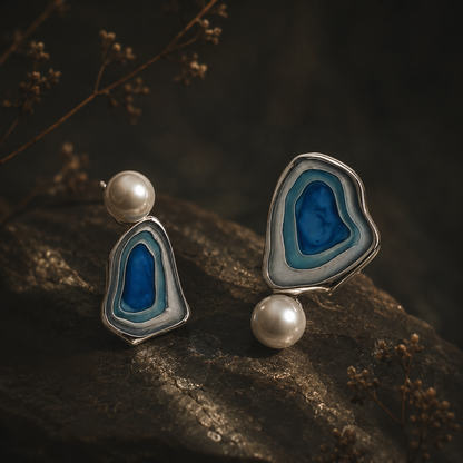 Blue Tide Pearl Earrings
