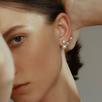 Orbiting Pearl Ear-Climber Earrings (2-in-1 Style)