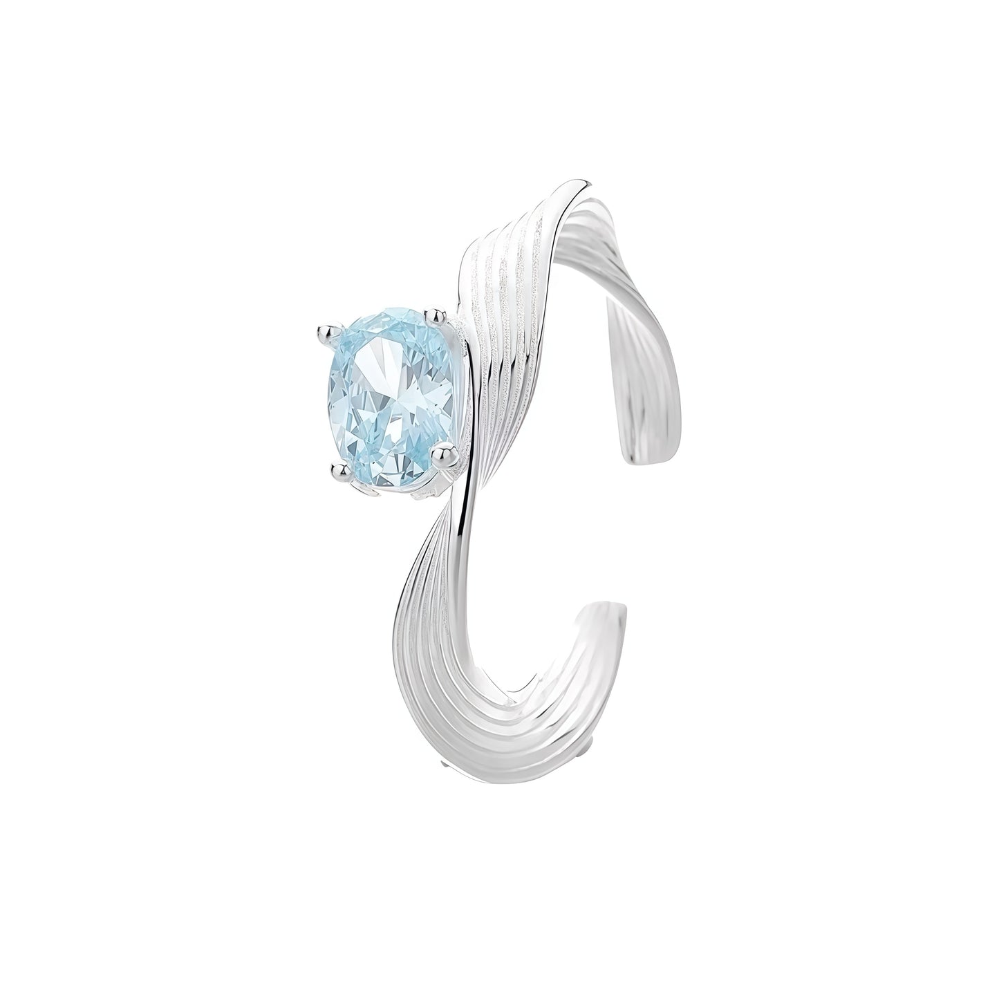 Ocean Whisper Ring – Sterling Silver with Sky Blue Gemstone