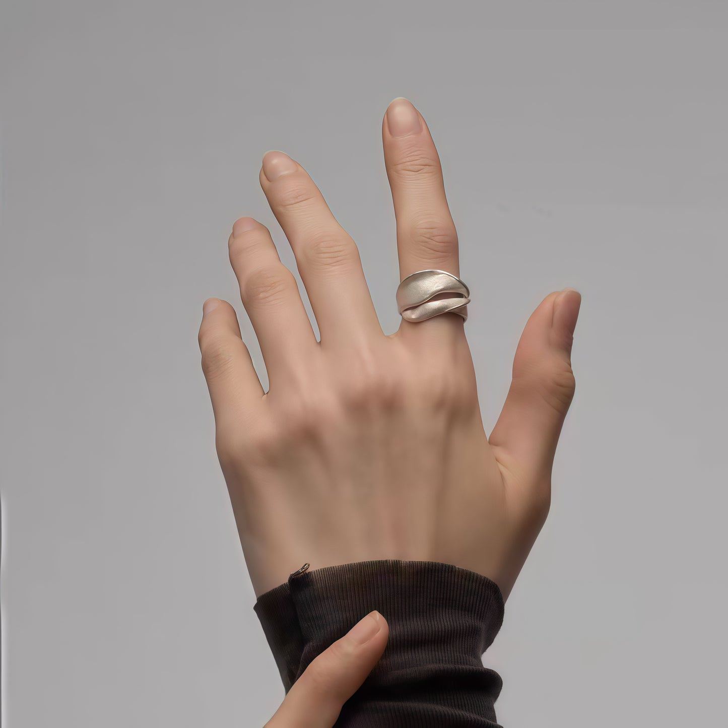 Sculpted Wave Ring – Sterling Silver Statement Jewelry