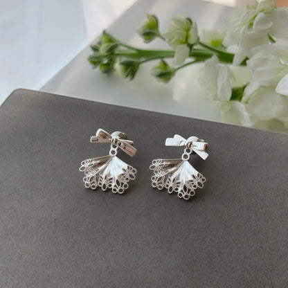 Ribbon Lace Skirt Earrings (2-in-1 Style)
