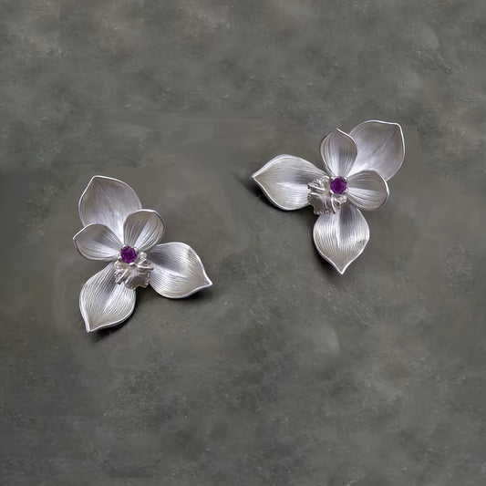Orchid Bloom Silver Earrings — Made to Order (15-Day Craft)