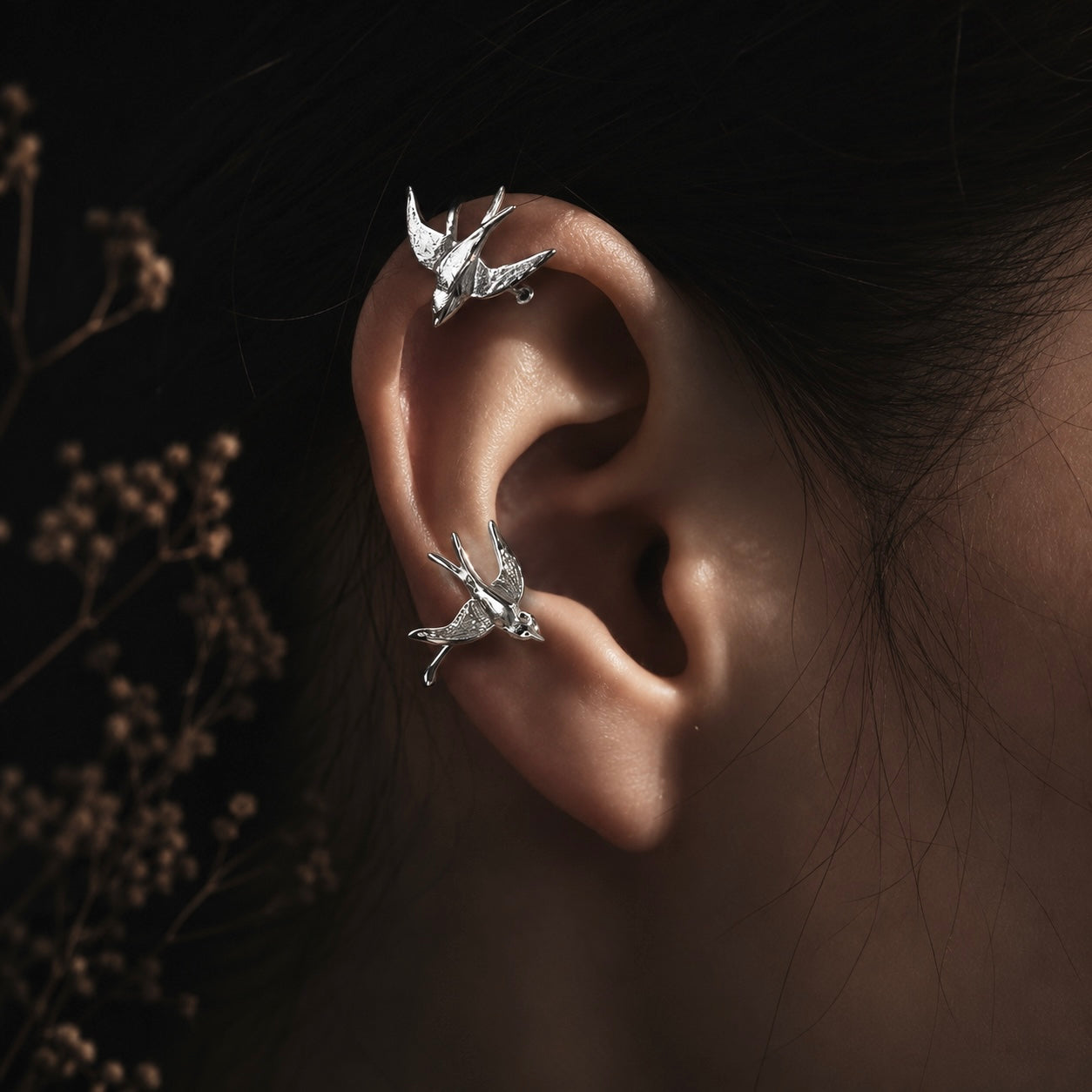 Soaring Swallow Ear Cuffs