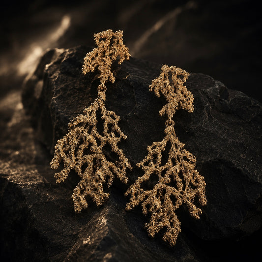 Gold Coral Statement Earrings