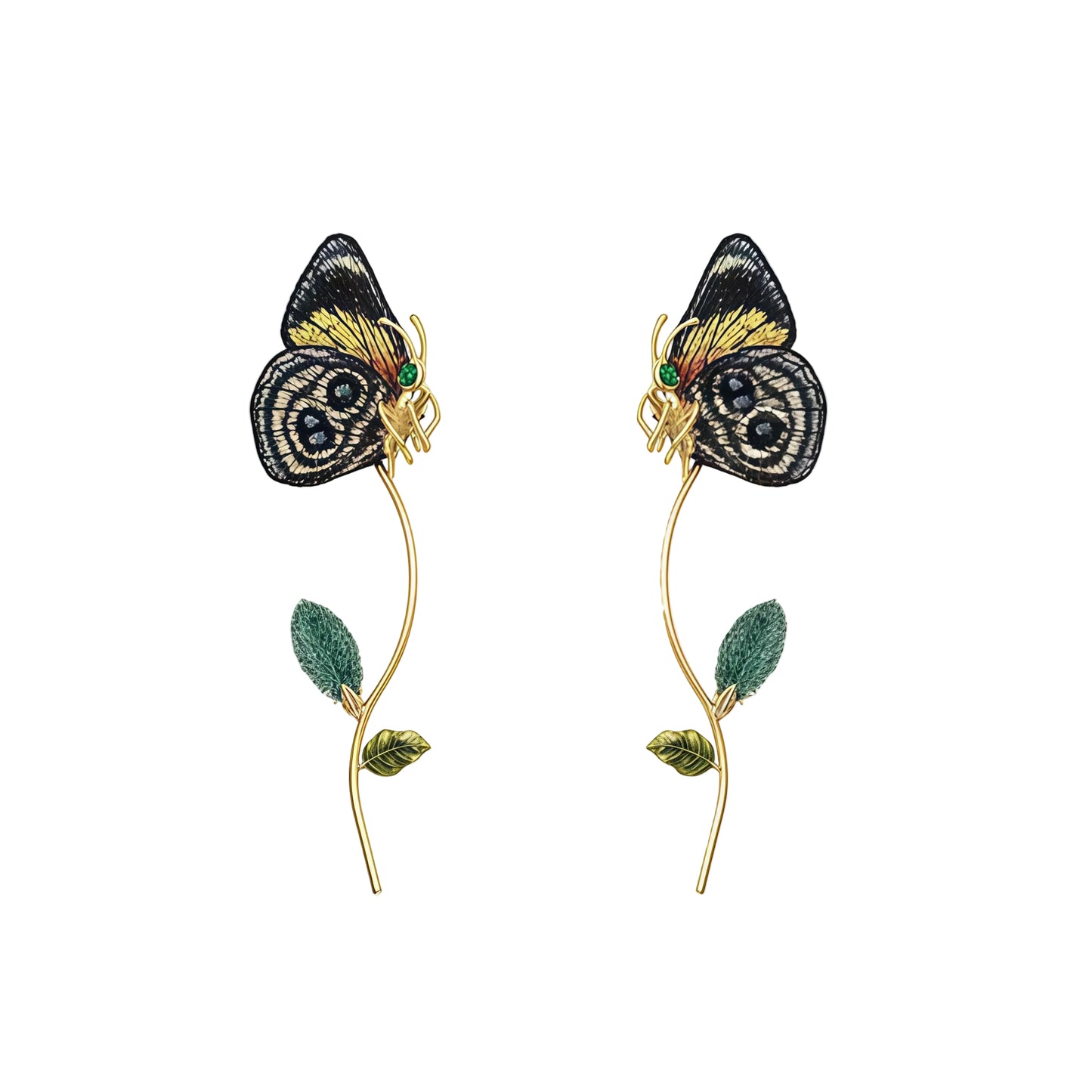 Butterfly Rebirth Embroidered Earrings (2-in-1 Style)