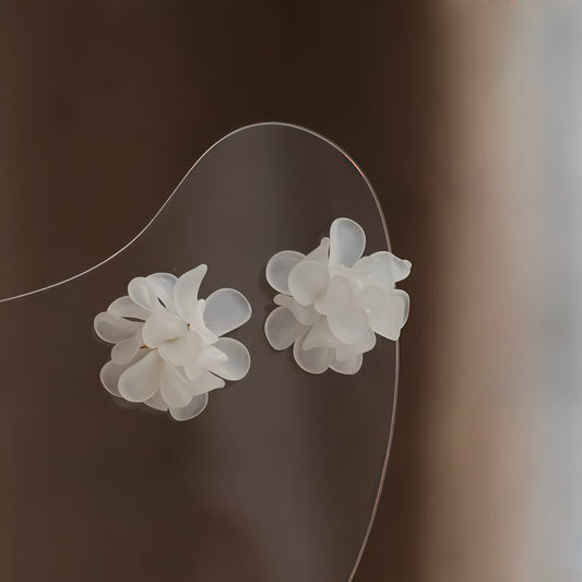 Blooming Elegance Flower Earrings – Soft White Petals of Timeless Grace