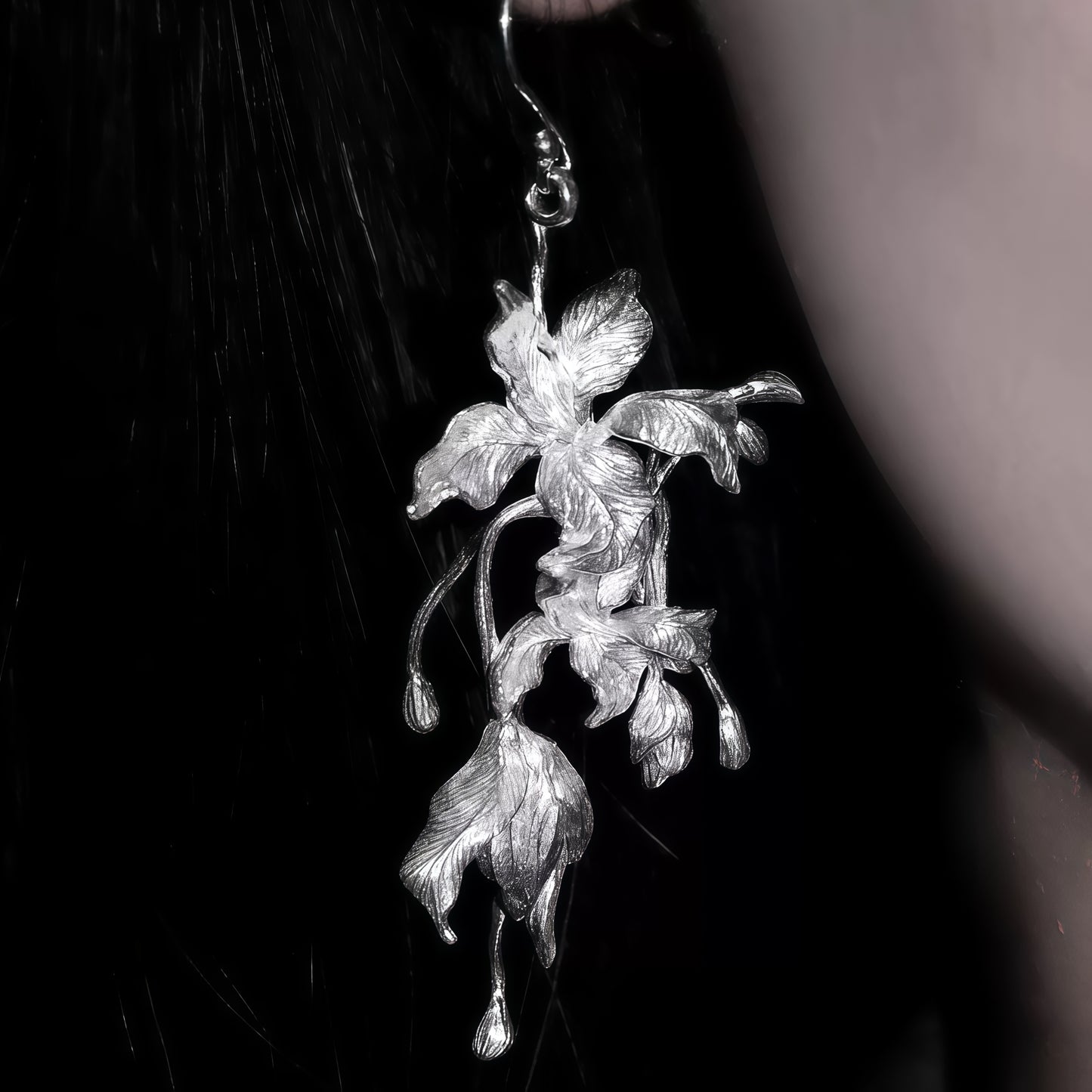 Lily & Butterfly Asymmetry Drop Earrings (30-Day Craft)