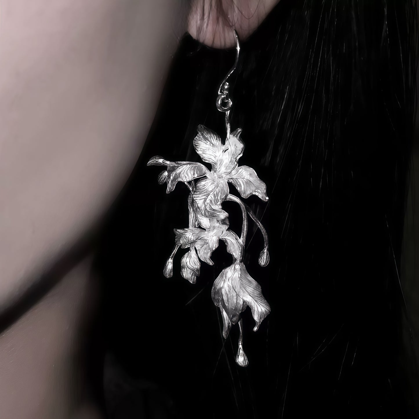 Lily & Butterfly Asymmetry Drop Earrings (30-Day Craft)