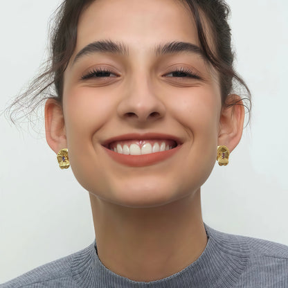 Violet Aura Pansy Stud Earrings