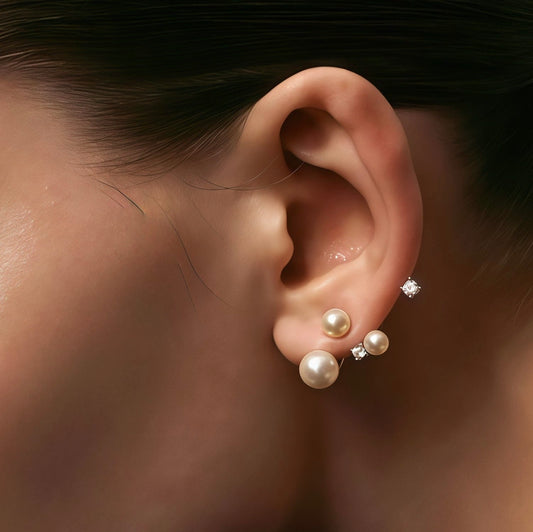 Orbiting Pearl Ear-Climber Earrings (2-in-1 Style)