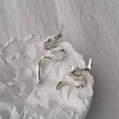 Sculpted Flow Silver Earrings