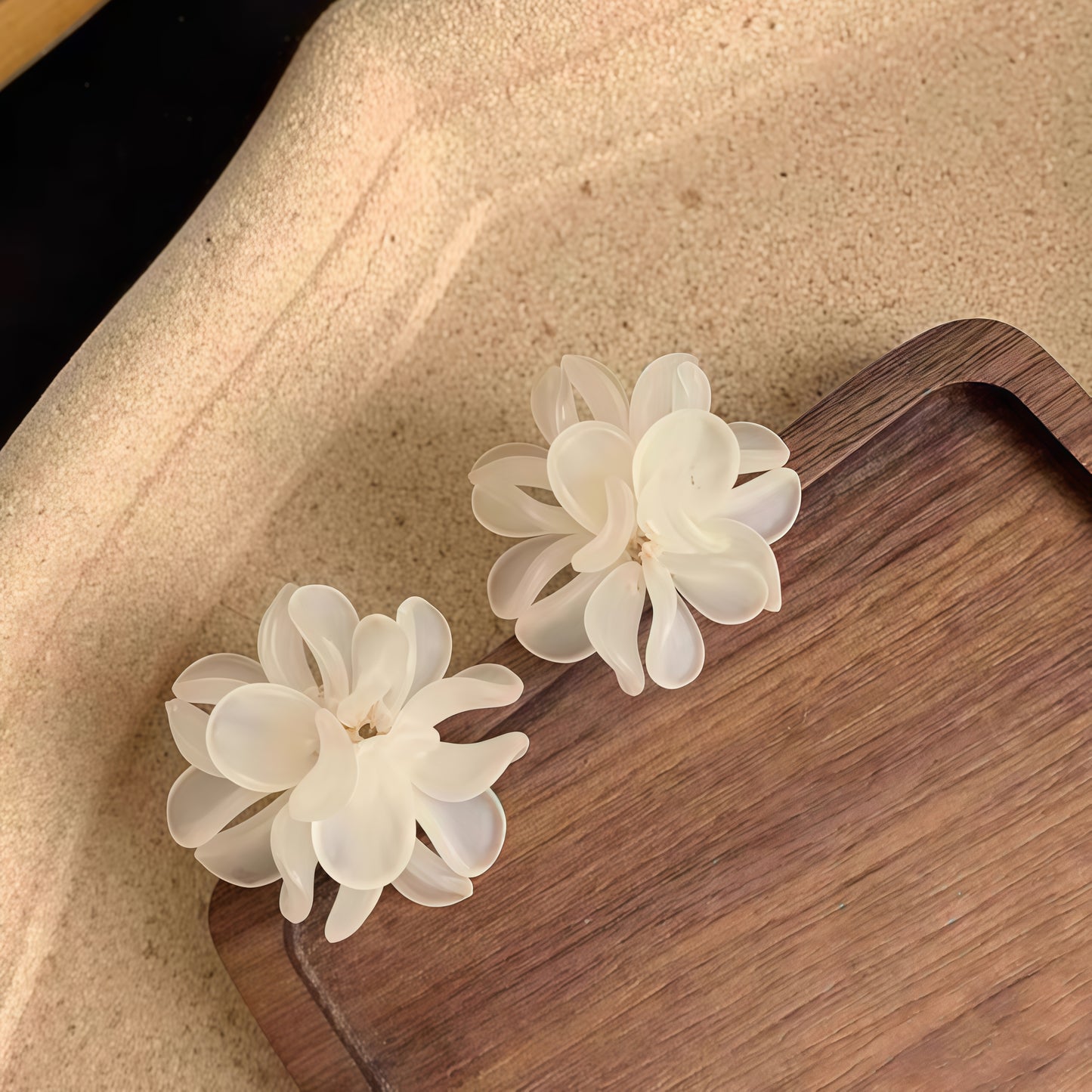 Blooming Elegance Flower Earrings – Soft White Petals of Timeless Grace