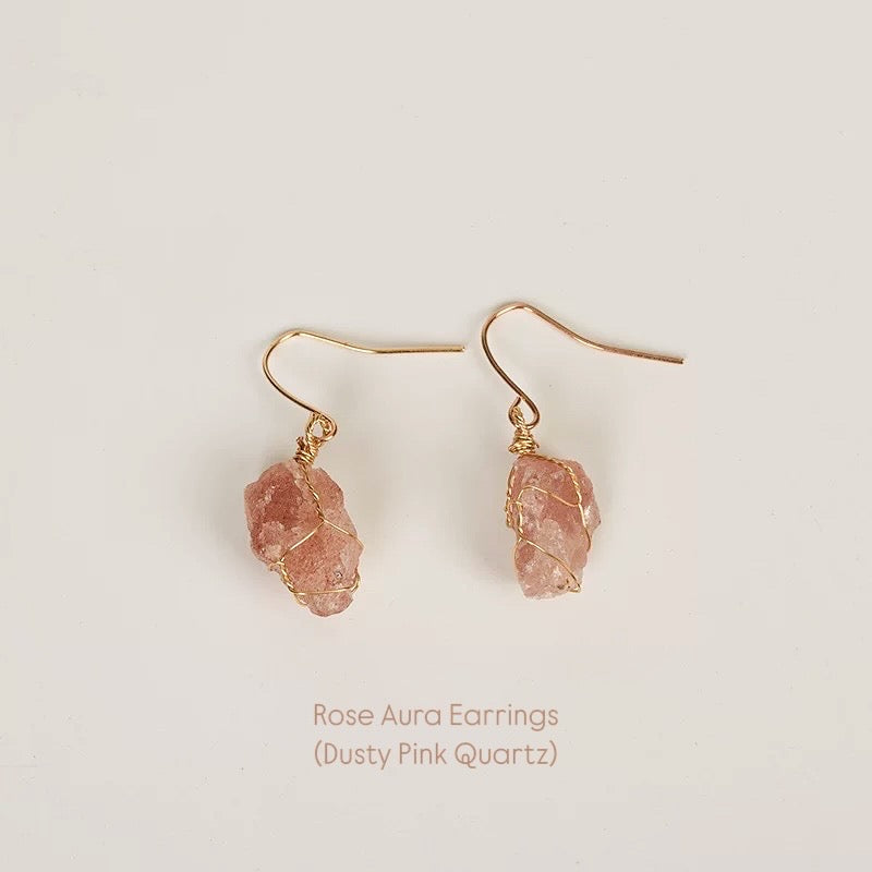 Raw Crystal Drop Earrings — Handmade Natural Stone Jewelry
