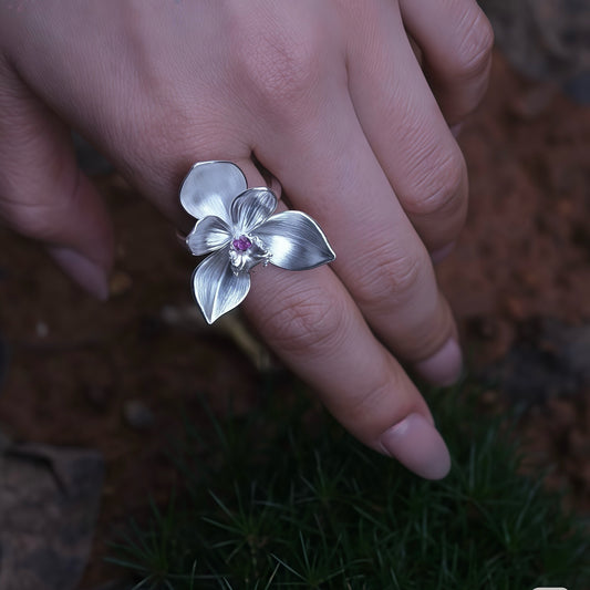 Orchid Bloom Silver Ring