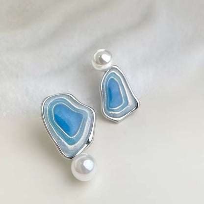 Blue Tide Pearl Earrings