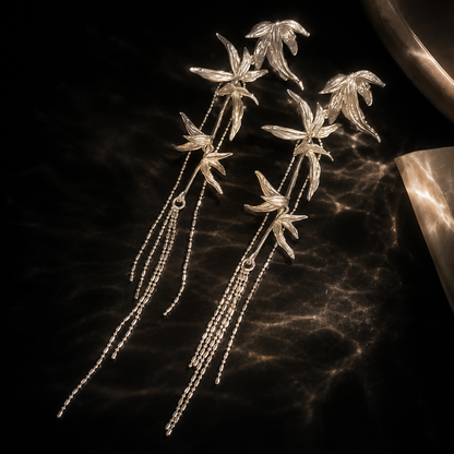 Whispering Bamboo Long Drop Earrings