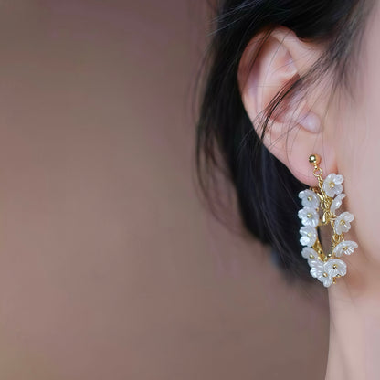 Cherry Blossom Rain Earrings – Convertible Floral Hoops (2-in-1 Style)