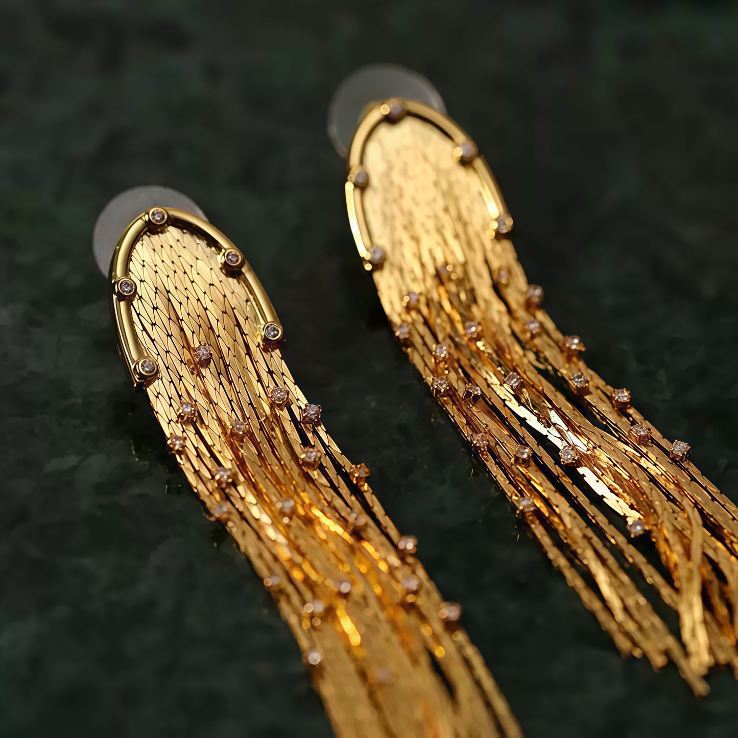 Golden Cascade Earrings – Radiant Fringe Statement Jewelry