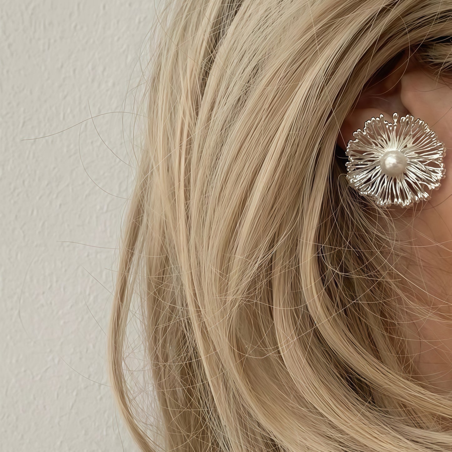 Sølv Bloom Perle Øreringe