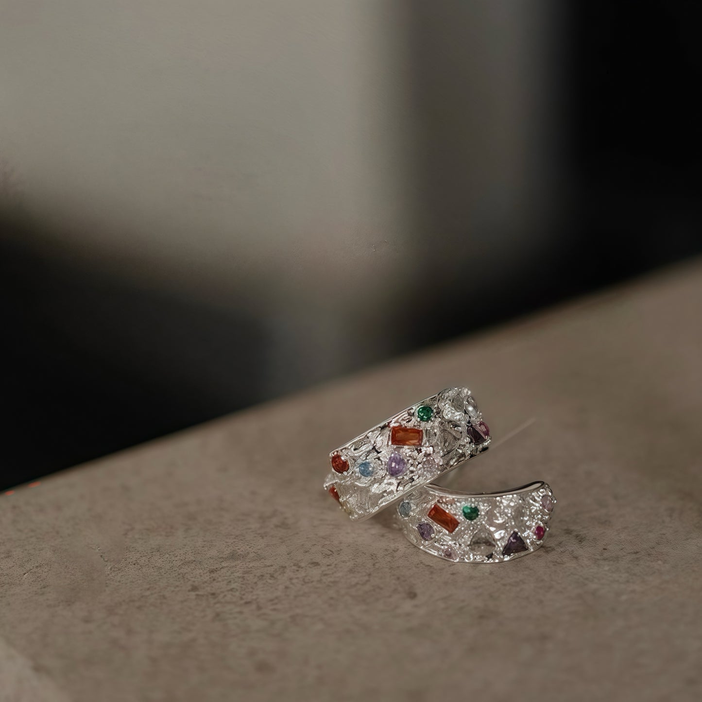 Celestial Mosaic Earrings – Silver & Gold