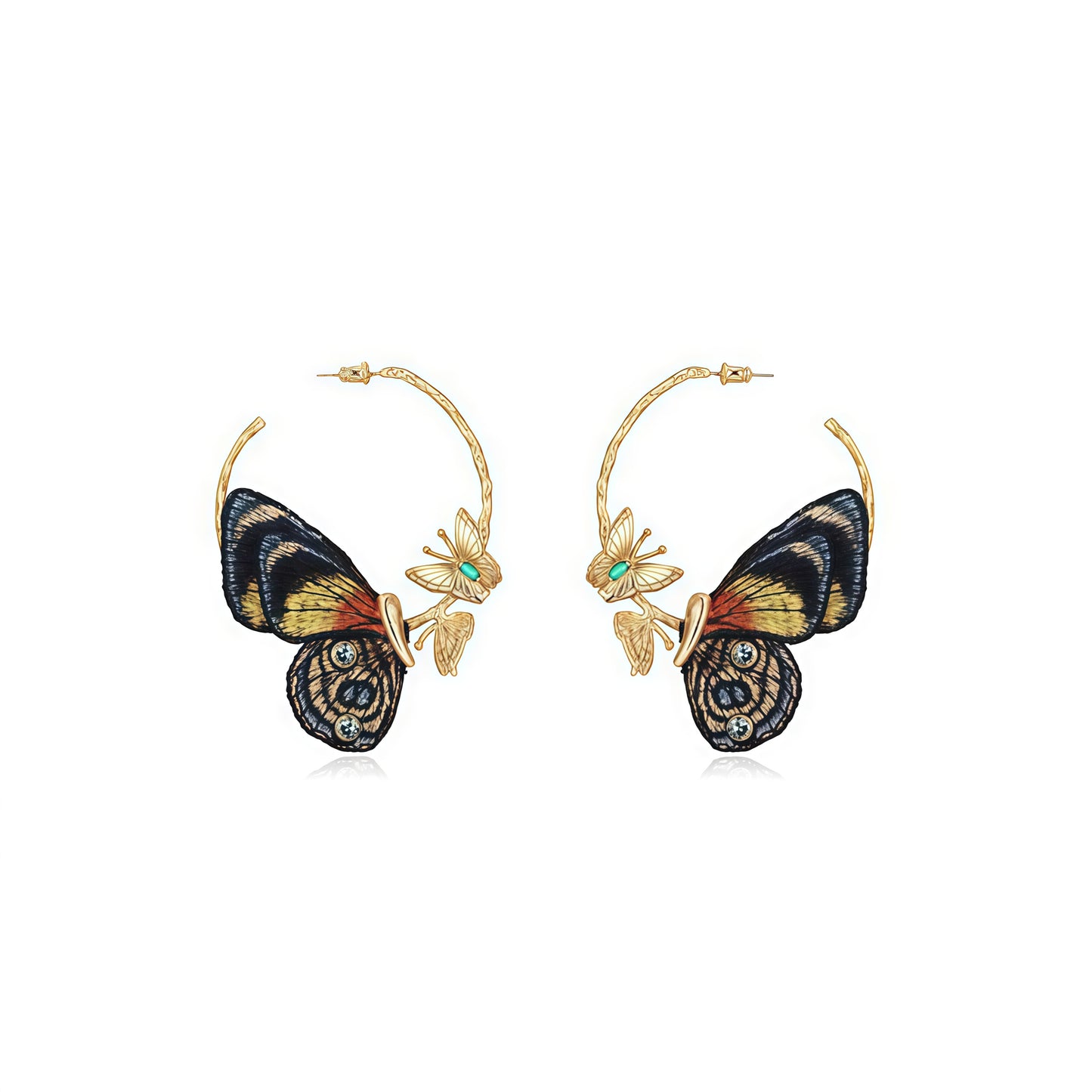 Butterfly Rebirth Embroidered Earrings (2-in-1 Style)